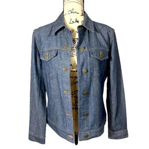 Jones WEAR DENIM JEAN JACKET VINTAGE BLUE DENIM BUTTON FRONT SIZE 4
